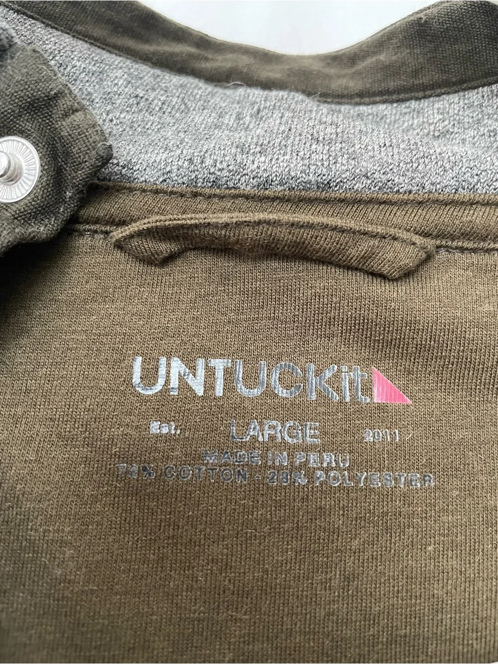 UNTUCKit Men's Parkson Quarter-Snap Pullover, Gray, Large